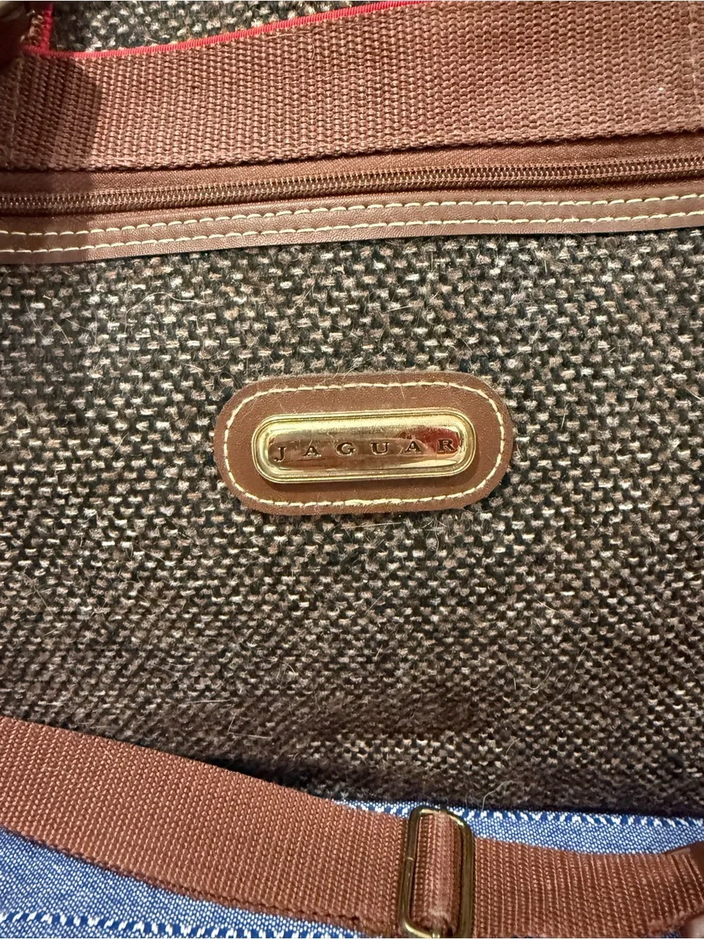 Vintage Jaguar Tweed Carryall Duffel Bag - Brown